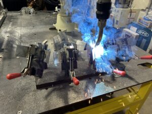 Robot mig welding, 12 gauge galvanized sheet metal