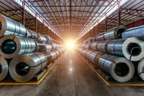 Rolls,Of,Galvanized,Steel,Sheet,Inside,The,Factory,Or,Warehouse.